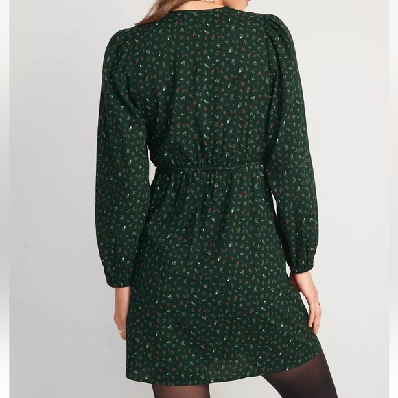 Green Floral Wrap Dress - Picture 2 of 5